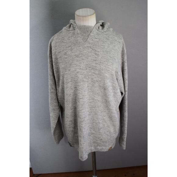 PAKA Hoodie Mens XL Light Gray Baby Alpaca Merino Blend Knit Pullover Sweater - Picture 1 of 5
